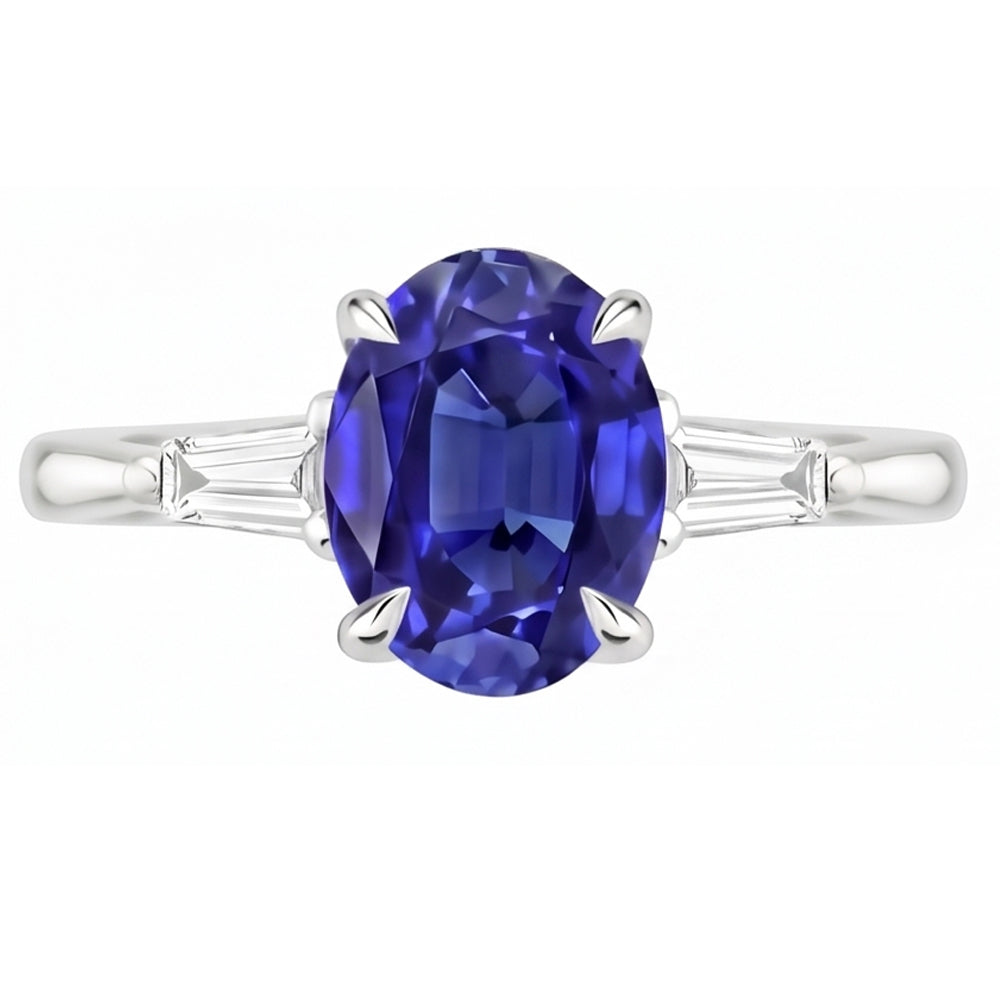 Natural Sapphire Ring 2.50ct - White Gold 14K