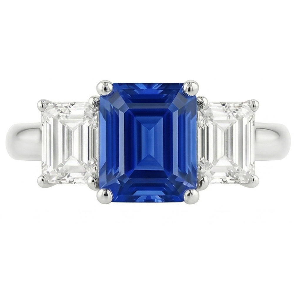 Natural Sapphire Ring 2.50ct - White Gold 14K
