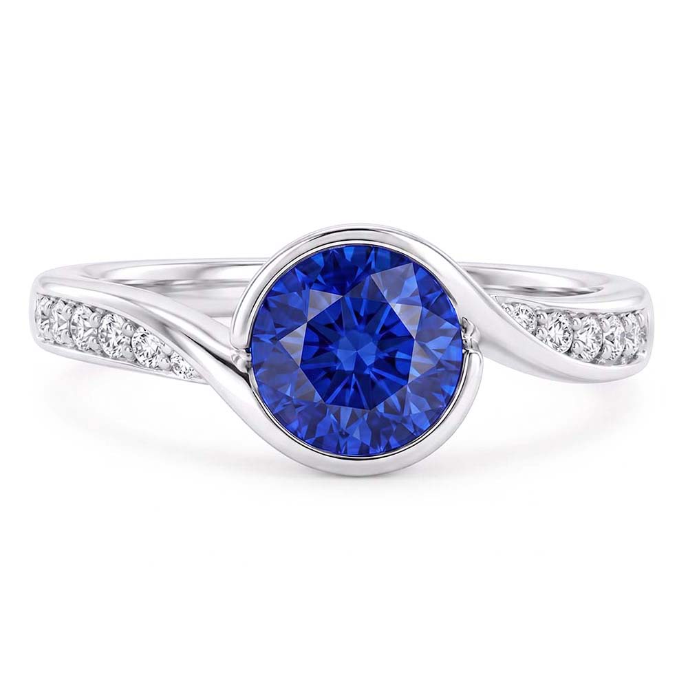 Natural Sapphire Ring 2.50ct - White Gold 14K