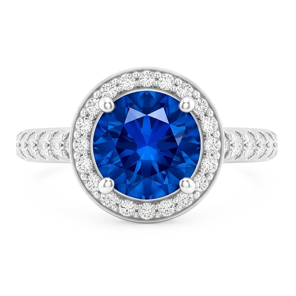Natural Sapphire Ring 2.50ct - White Gold 14K