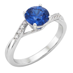 Natural Sapphire Ring 2.50ct - White Gold 14K