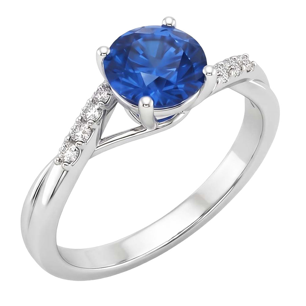 Natural Sapphire Ring 2.50ct - White Gold 14K