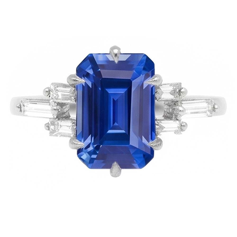 Natural Sapphire Ring 2.50ct - White Gold 14K