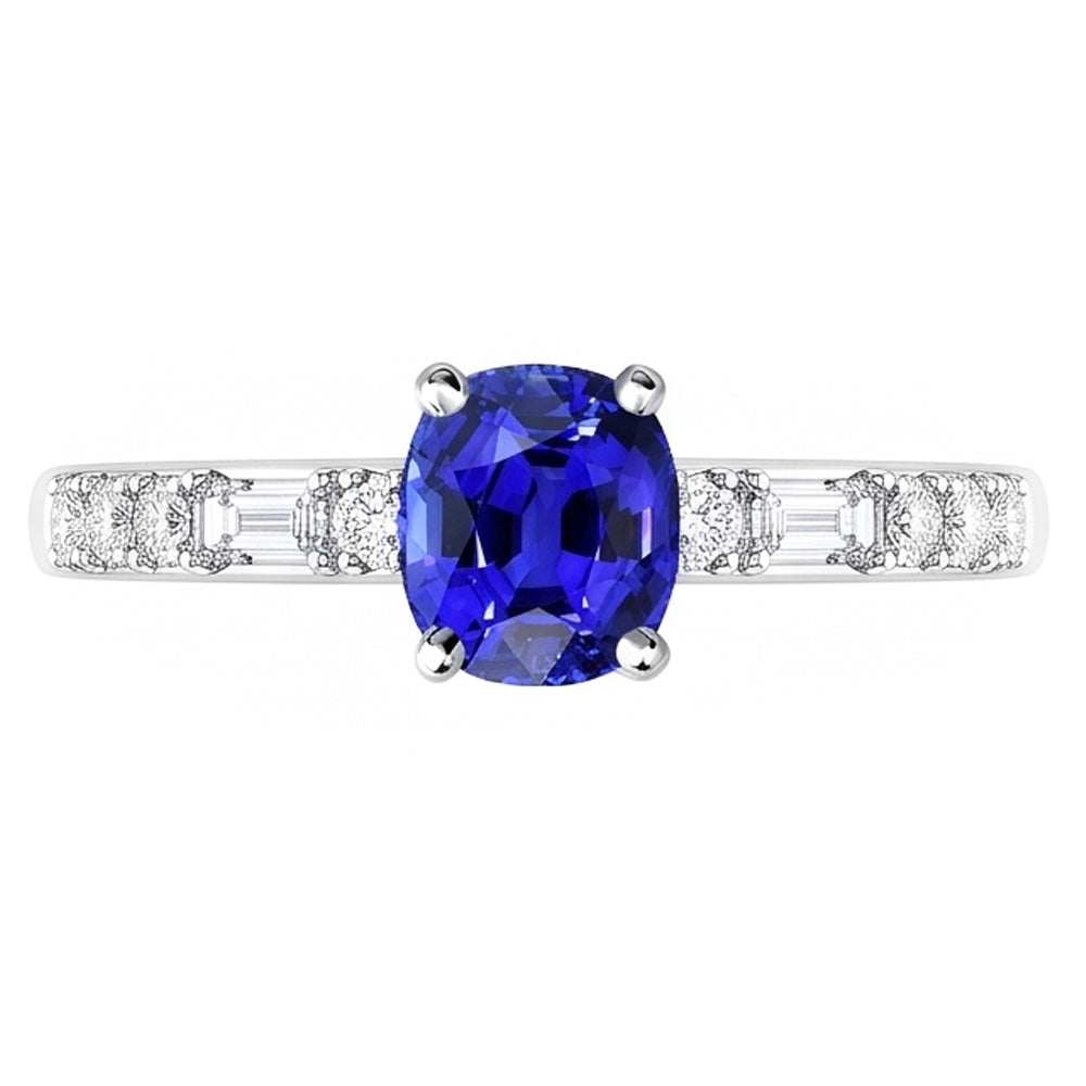 Natural Sapphire Ring 2.50ct - White Gold 14K