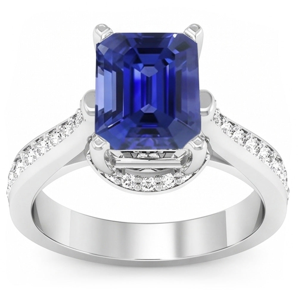 Natural Sapphire Ring 2.50ct - White Gold 14K