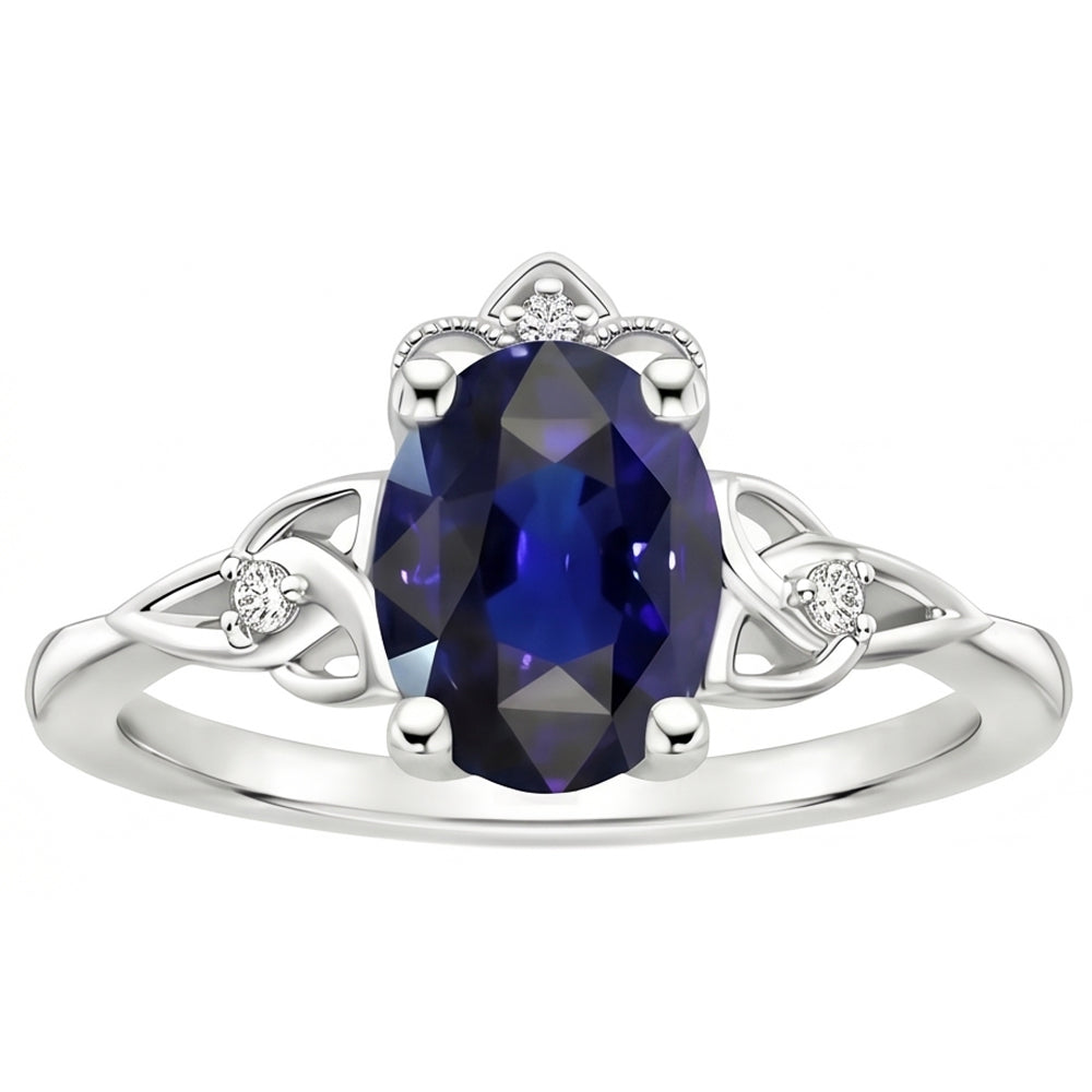 Natural Sapphire Ring 2.50ct - White Gold 14K