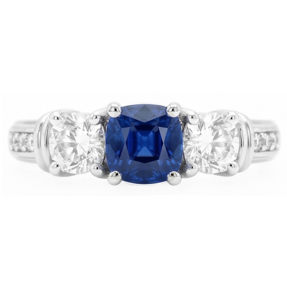 Natural Sapphire Ring 2.50ct - White Gold 14K