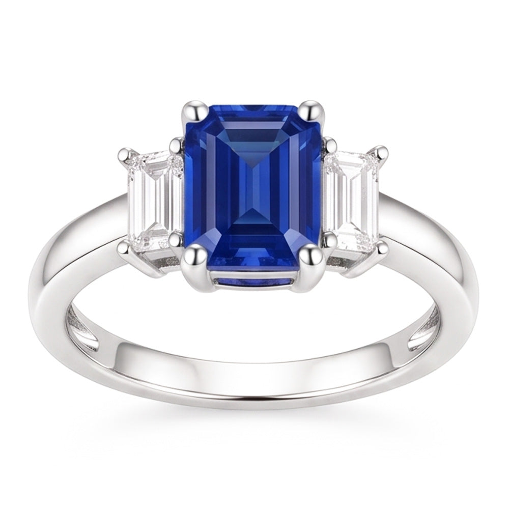 Natural Sapphire Ring 2.50ct - White Gold 14K