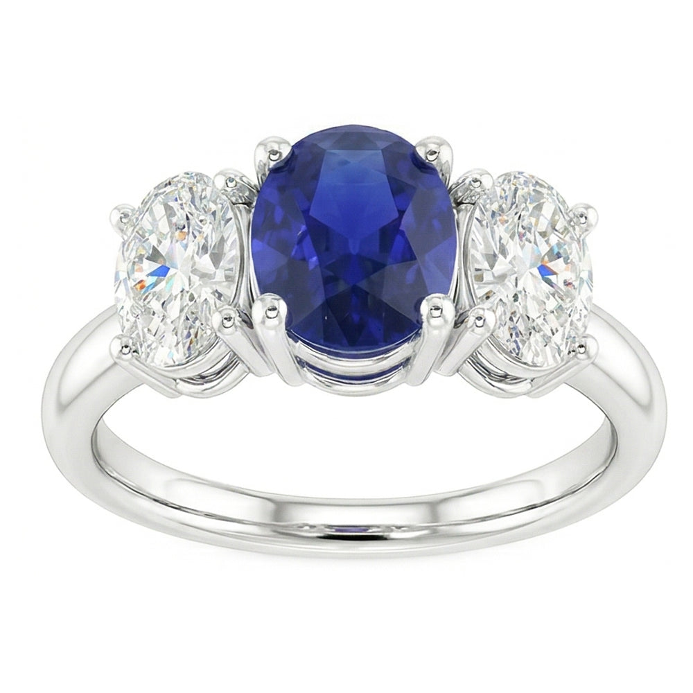 natural oval sapphire 2.50ct ring top view