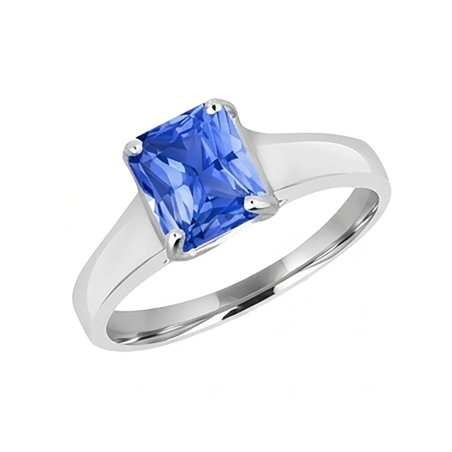 Natural Sapphire Ring 2.50ct - White Gold 14K