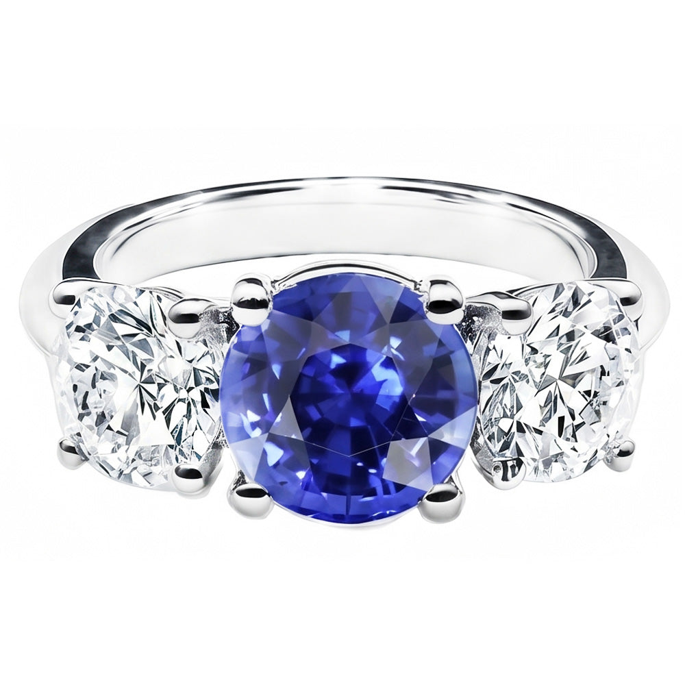 Natural Sapphire Ring 2.50ct - White Gold 14K