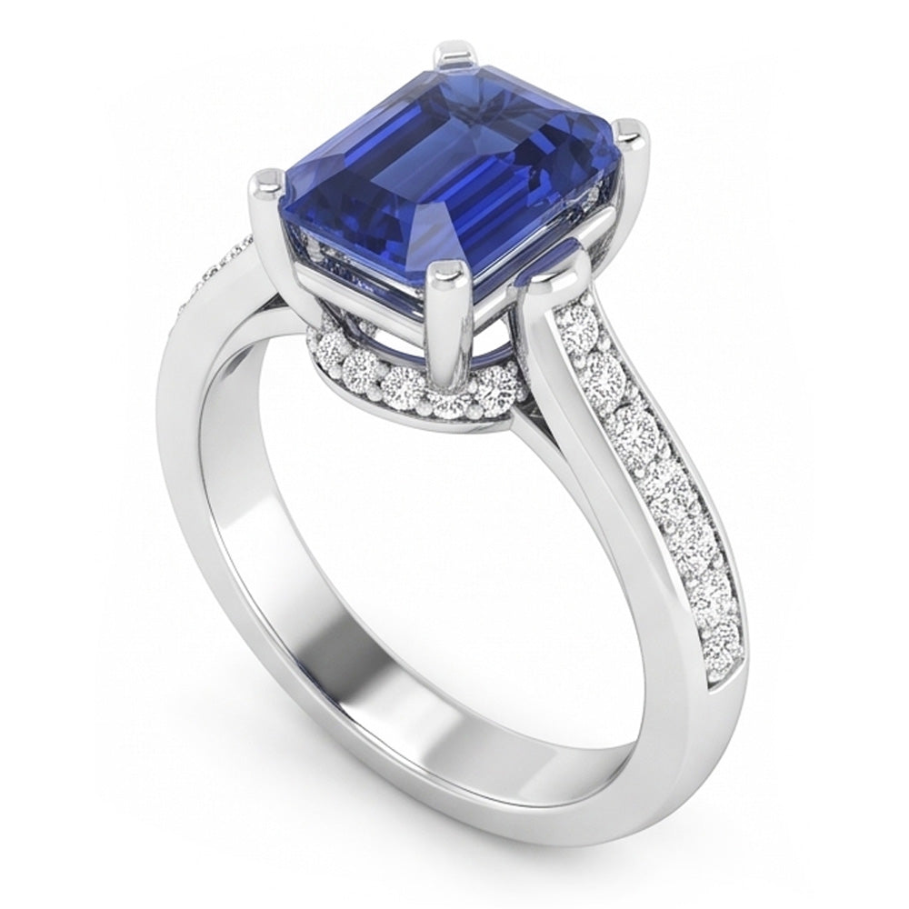Natural Sapphire Ring 2.50ct - White Gold 14K