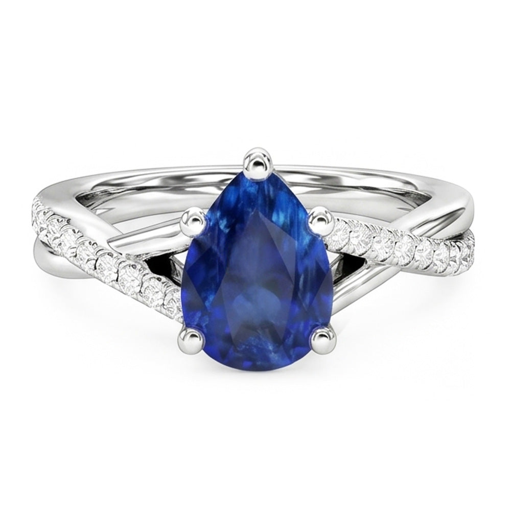 Natural Sapphire Ring 2.50ct - White Gold 14K