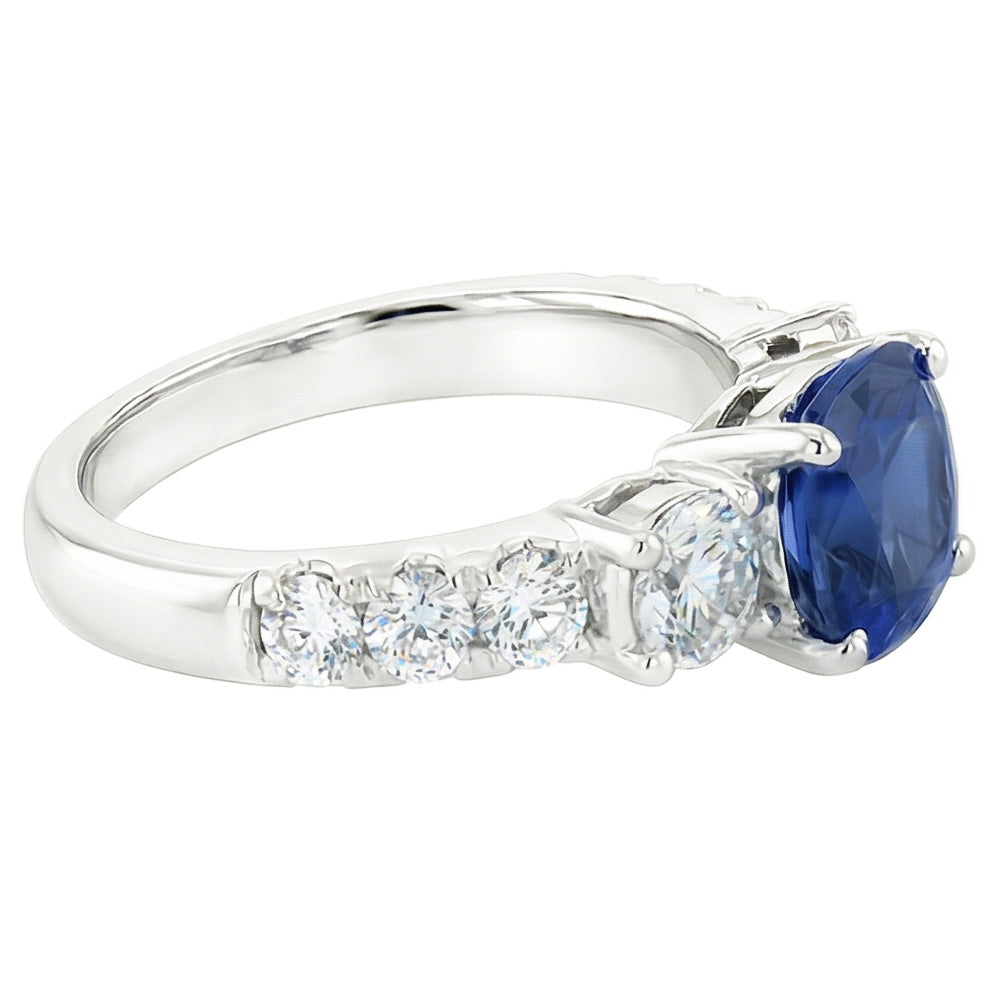 Natural Sapphire Ring 2.50ct - White Gold 14K