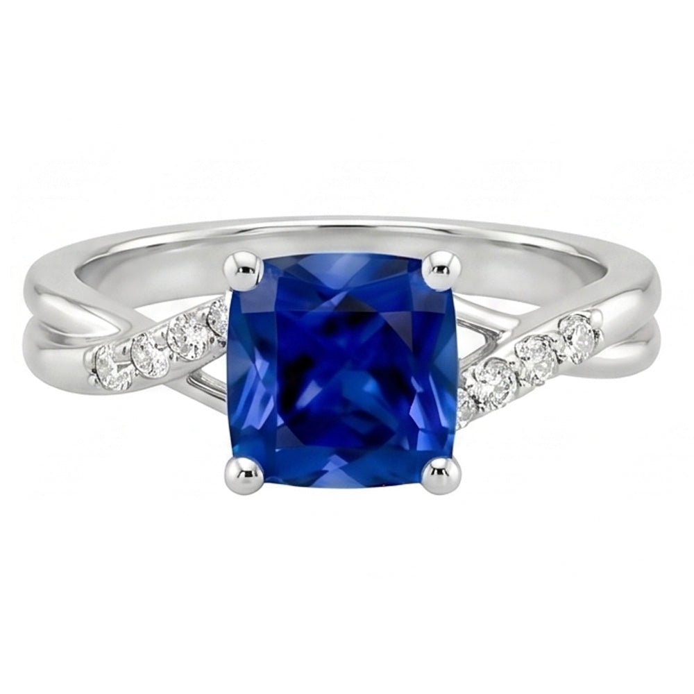 Natural Sapphire Ring 2.50ct - White Gold 14K