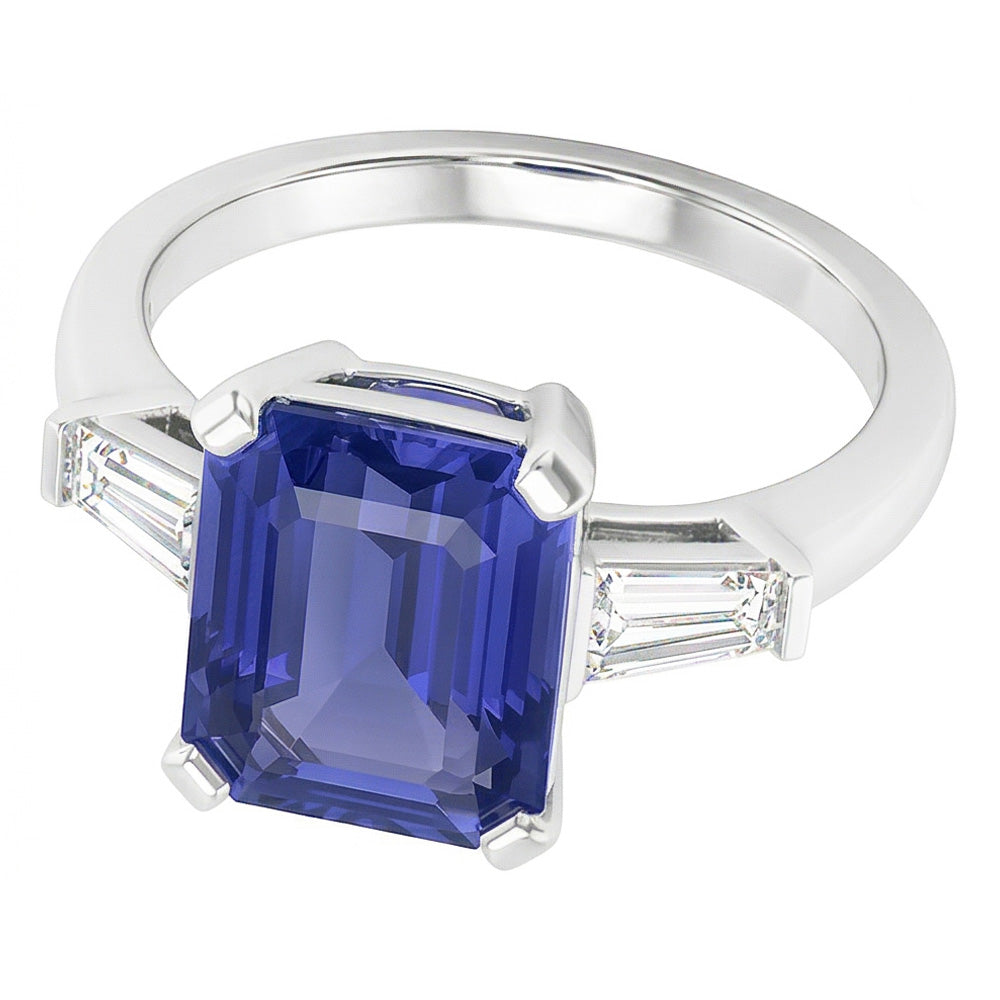 Natural Sapphire Ring 2.50ct - White Gold 14K