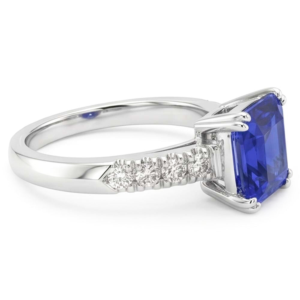 Natural Sapphire Ring 2.50ct - White Gold 14K