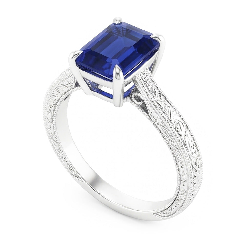 Natural Sapphire Ring 2.50ct - White Gold 14K