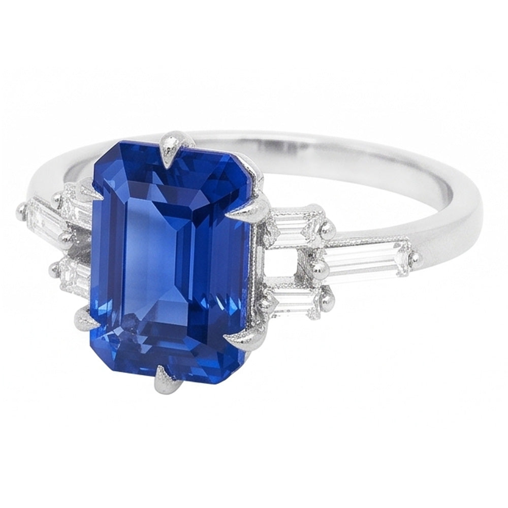 Natural Sapphire Ring 2.50ct - White Gold 14K