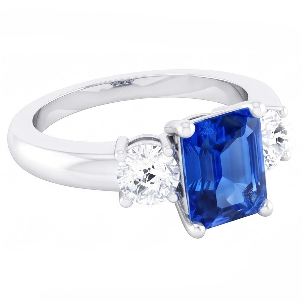 Natural Sapphire Ring 2.50ct - White Gold 14K
