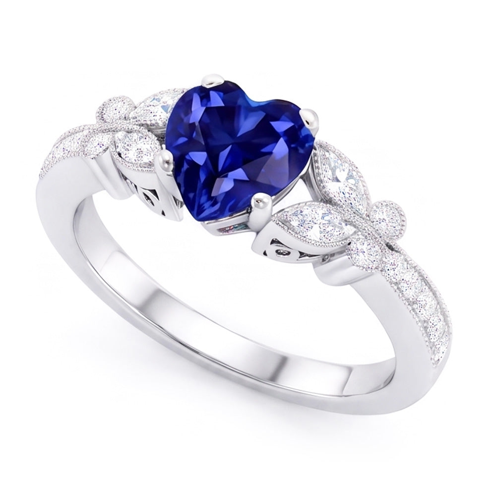 Natural Sapphire Ring 2.50ct - White Gold 14K