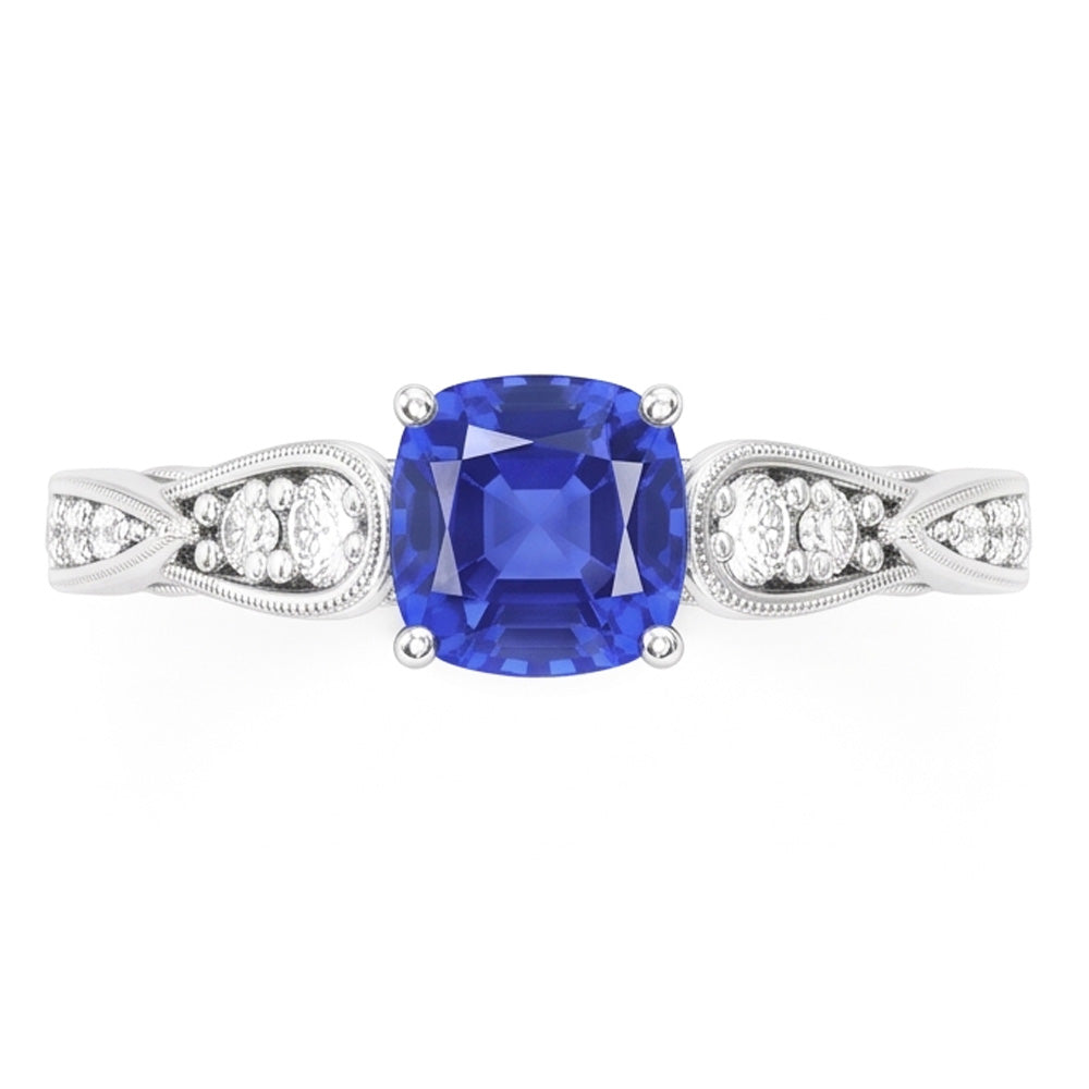 Natural Sapphire Ring 2.50ct - White Gold 14K
