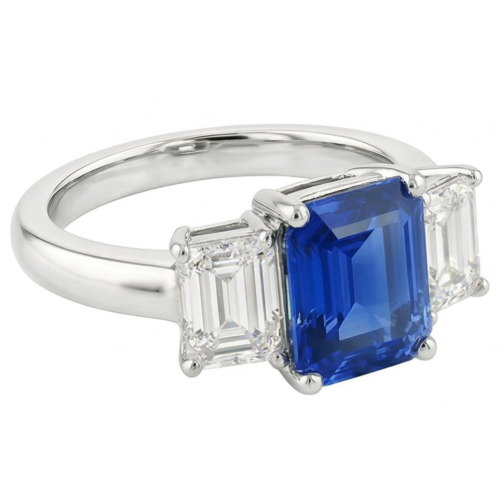 Natural Sapphire Ring 2.50ct - White Gold 14K