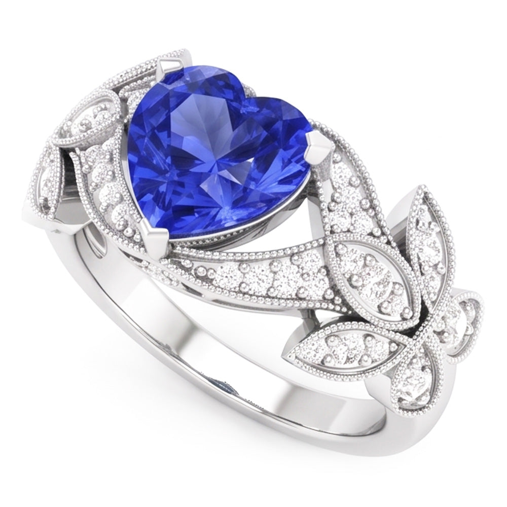 Natural Sapphire Ring 2.50ct - White Gold 14K