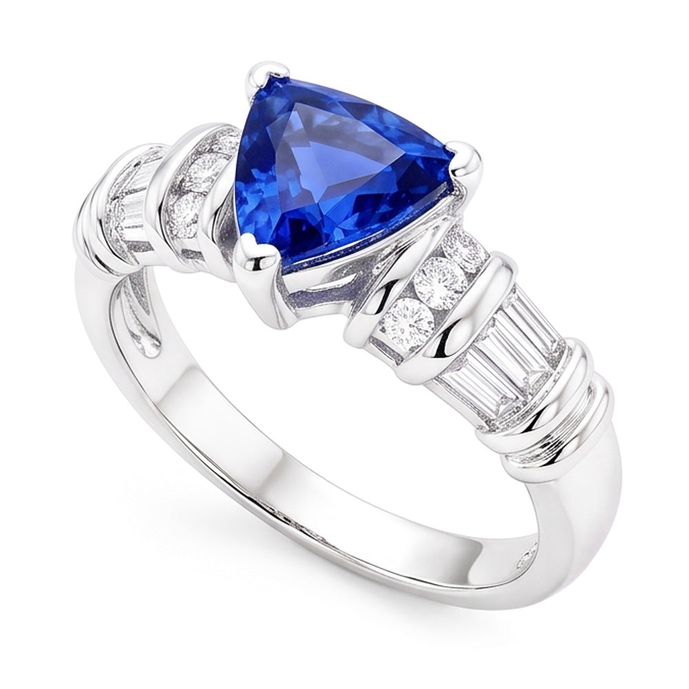 Natural Sapphire Ring 2.50ct - White Gold 14K