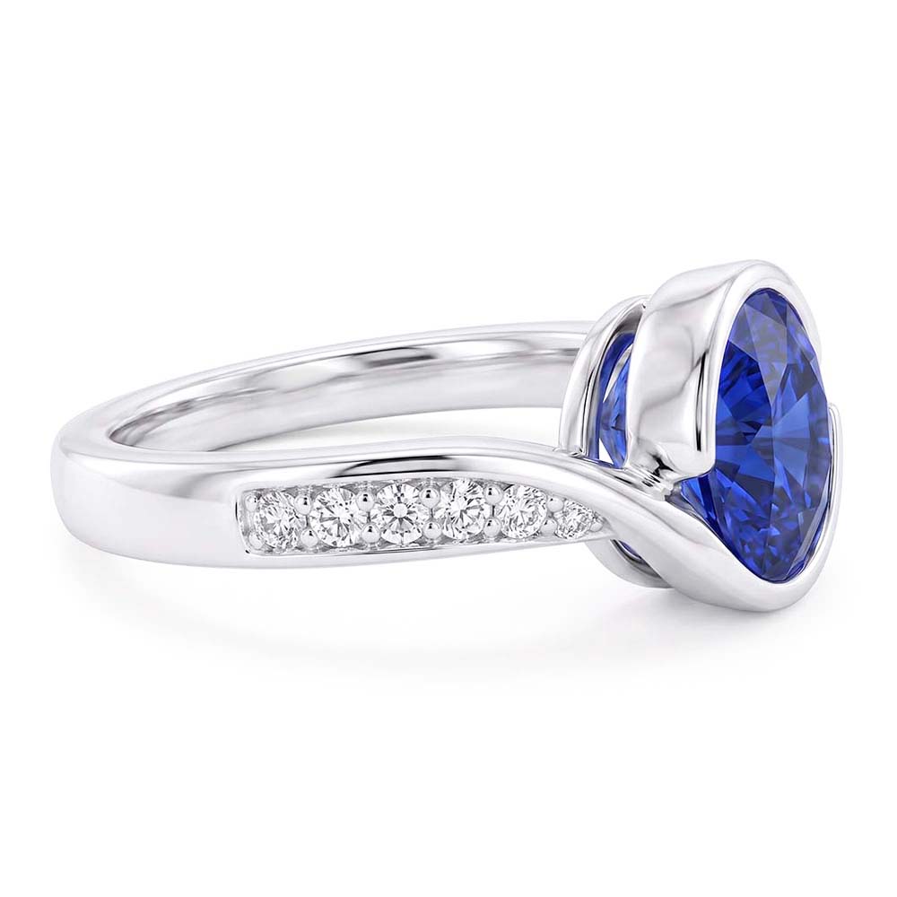 Natural Sapphire Ring 2.50ct - White Gold 14K