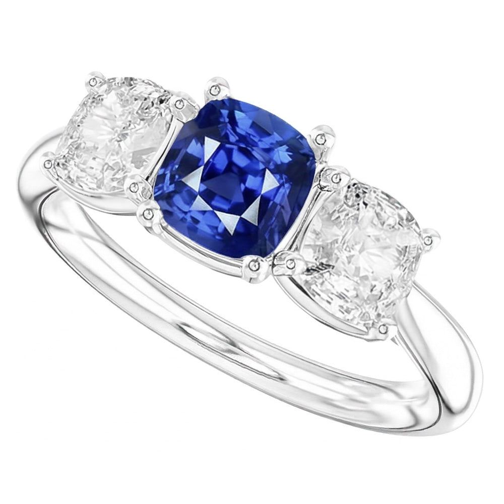 Natural Sapphire Ring 2.50ct - White Gold 14K
