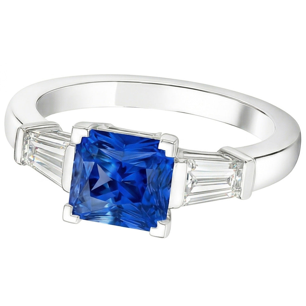 Natural Sapphire Ring 2.50ct - White Gold 14K