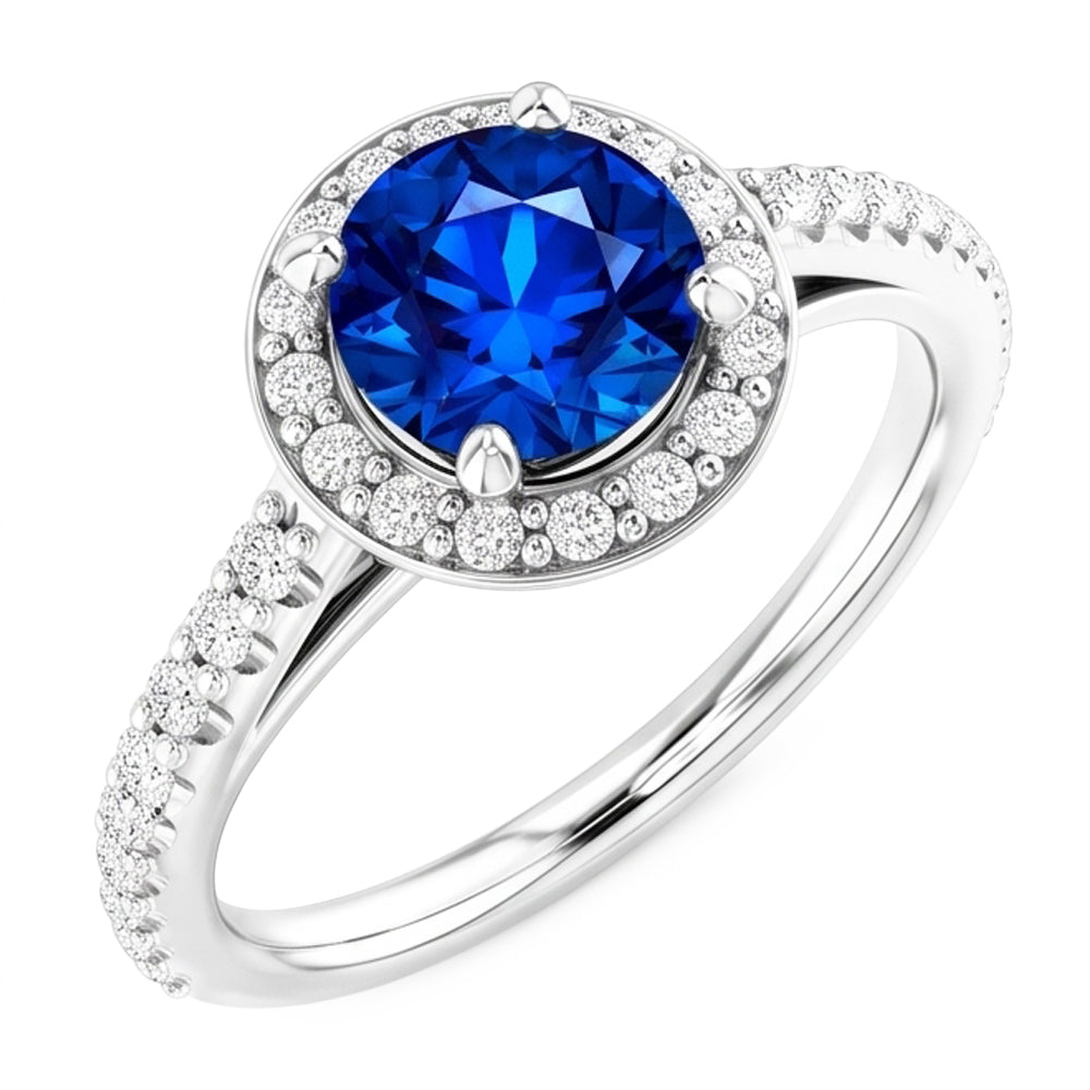 Natural Sapphire Ring 2.50ct - White Gold 14K