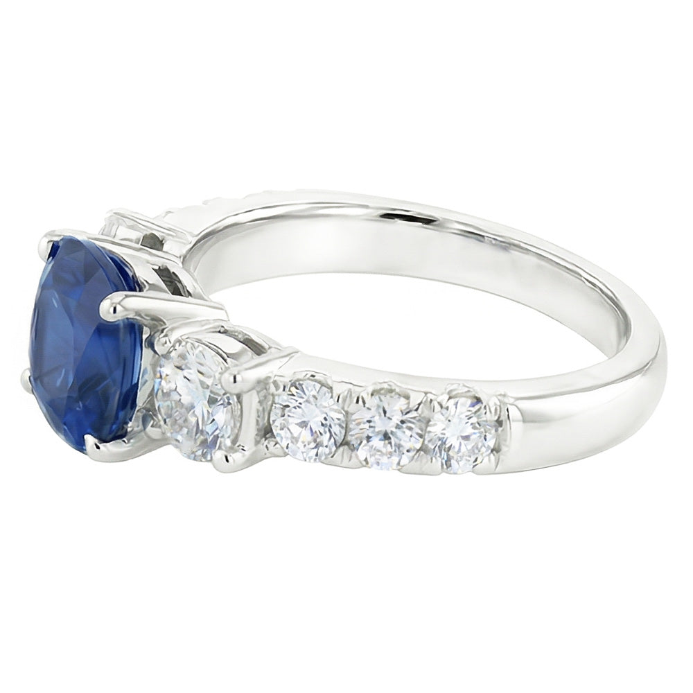 Natural Sapphire Ring 2.50ct - White Gold 14K