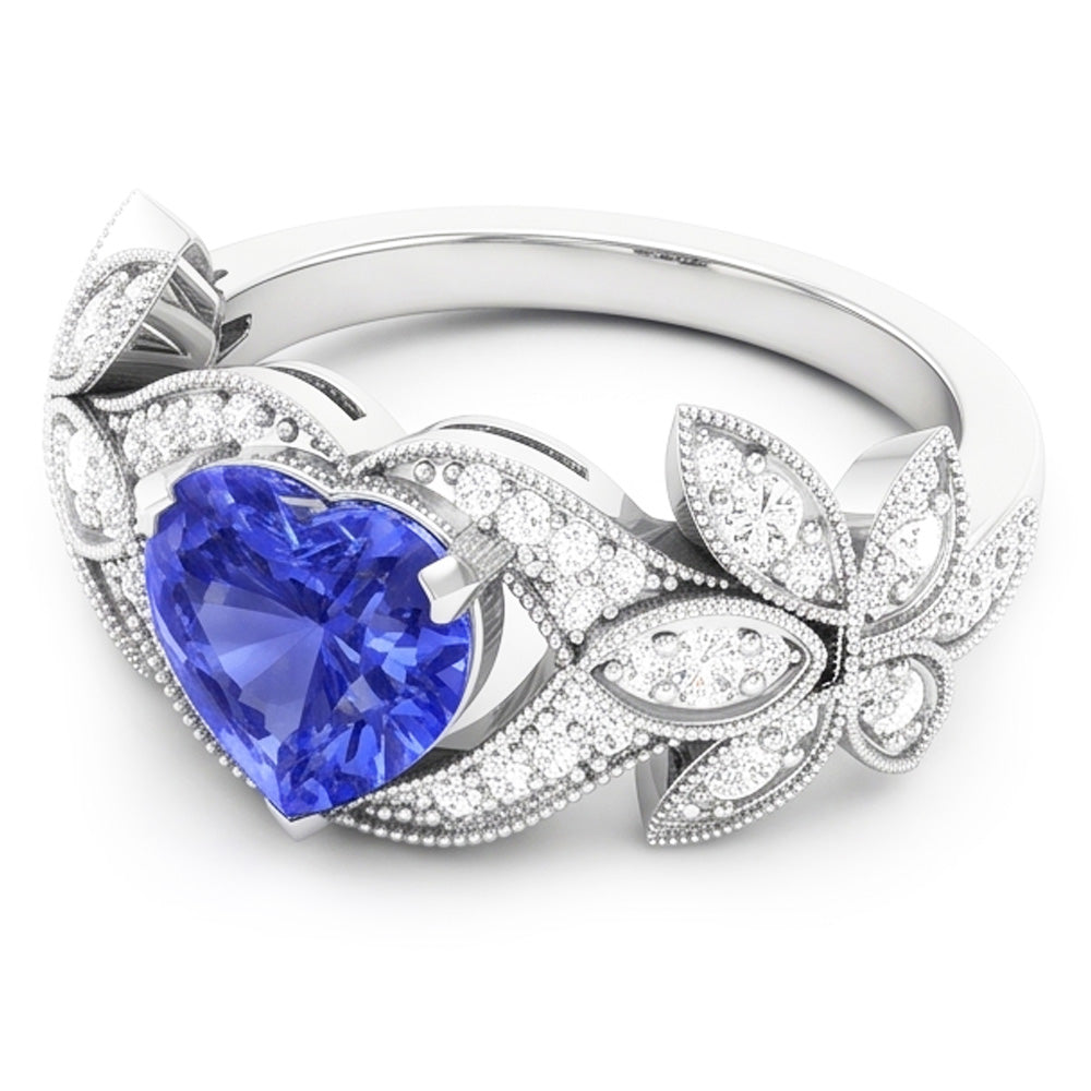 Natural Sapphire Ring 2.50ct - White Gold 14K