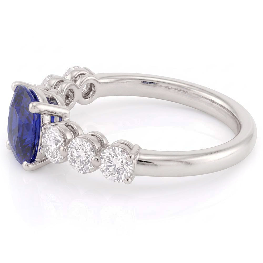 Natural Sapphire Ring 2.50ct - White Gold 14K