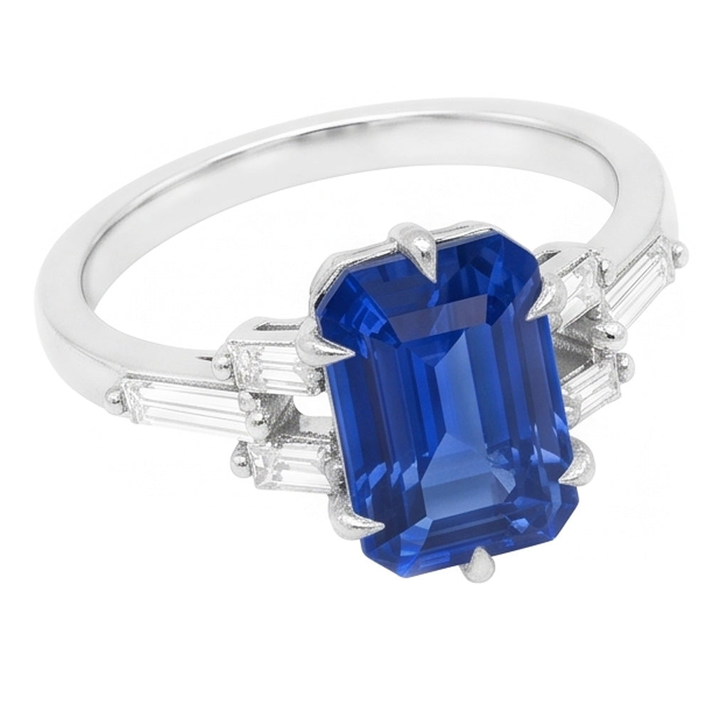Natural Sapphire Ring 2.50ct - White Gold 14K