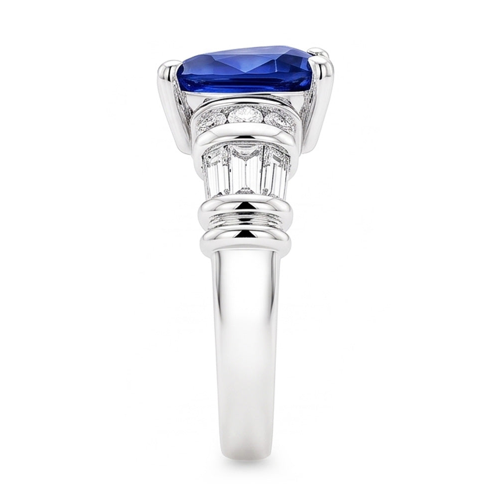 Natural Sapphire Ring 2.50ct - White Gold 14K