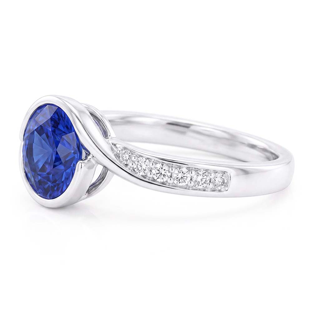 Natural Sapphire Ring 2.50ct - White Gold 14K