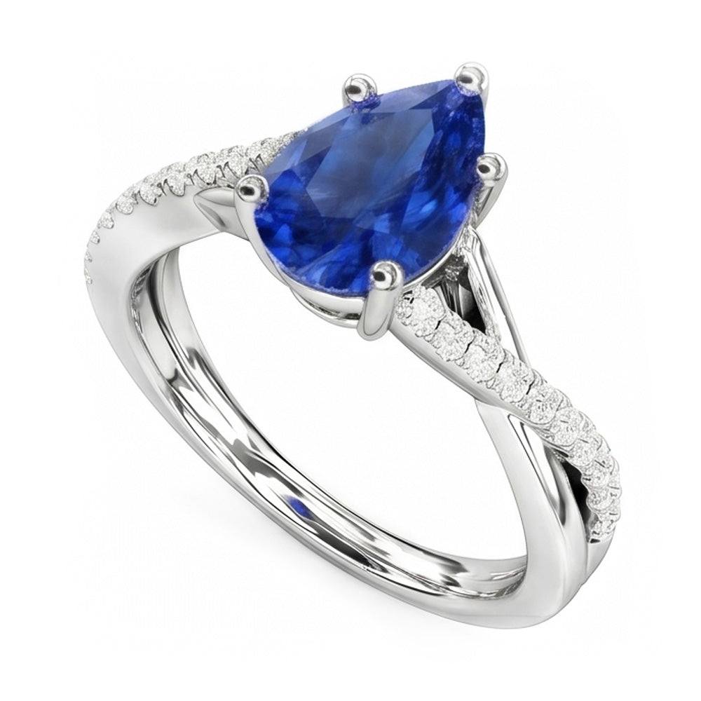 Natural Sapphire Ring 2.50ct - White Gold 14K