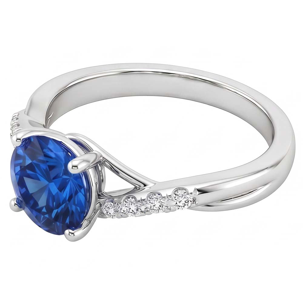 Natural Sapphire Ring 2.50ct - White Gold 14K