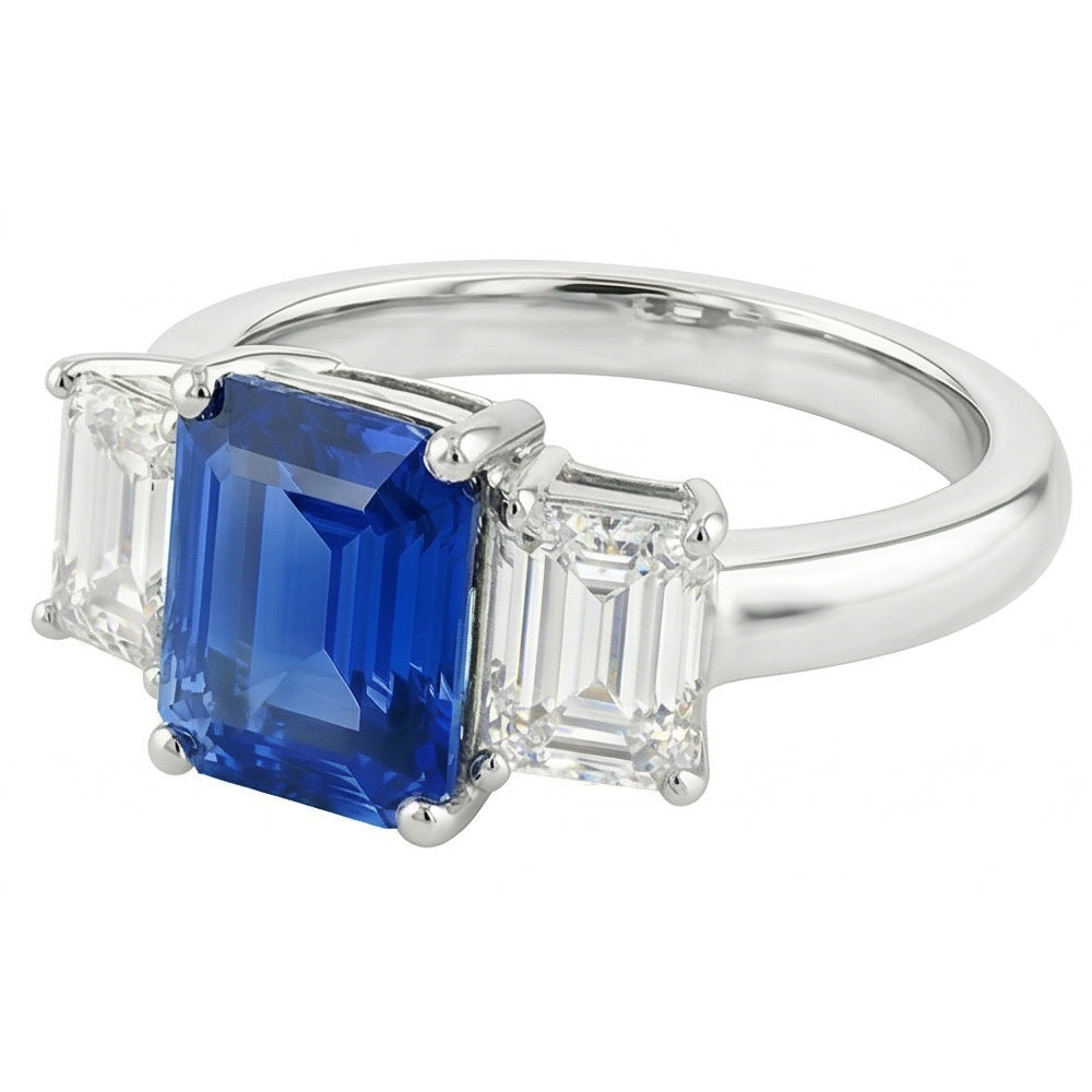 Natural Sapphire Ring 2.50ct - White Gold 14K