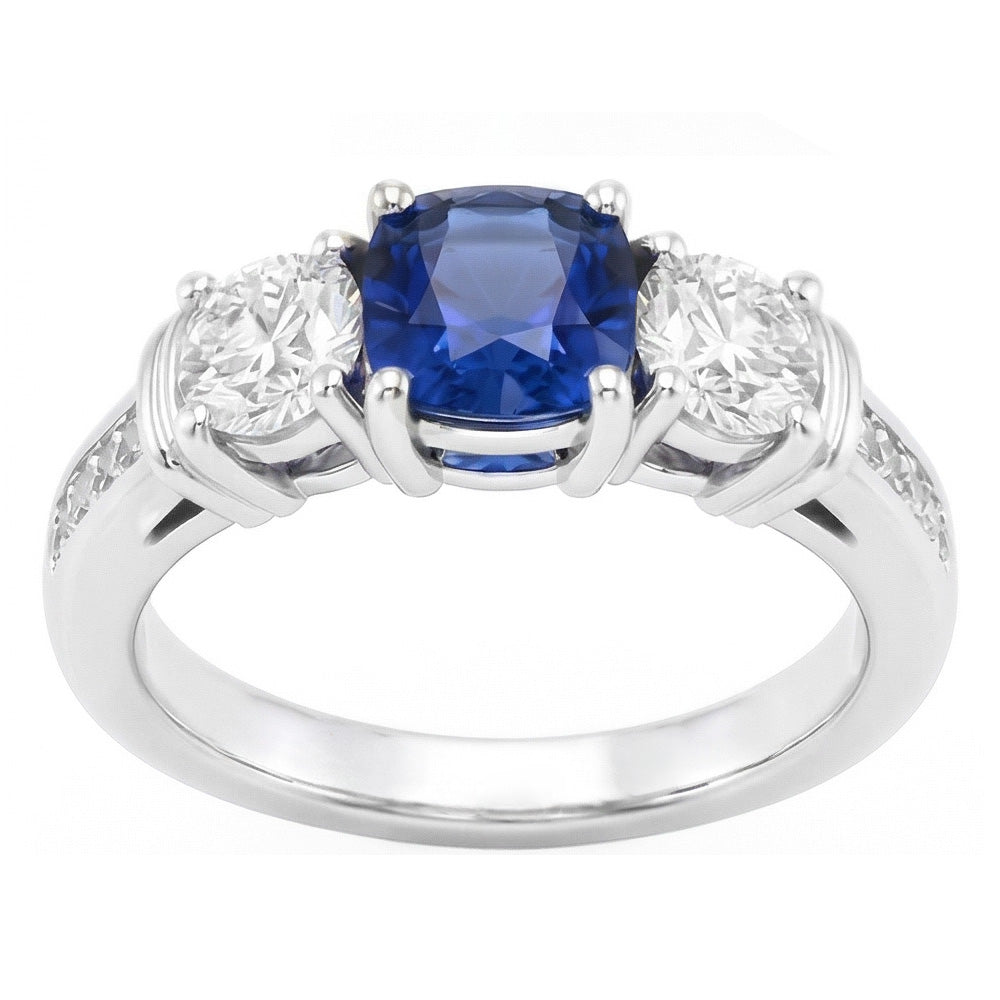 Natural Sapphire Ring 2.50ct - White Gold 14K