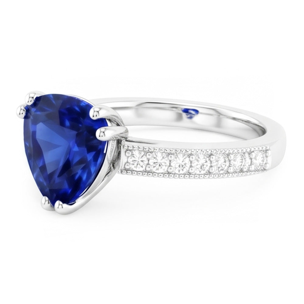 Natural Sapphire Ring 2.50ct - White Gold 14K