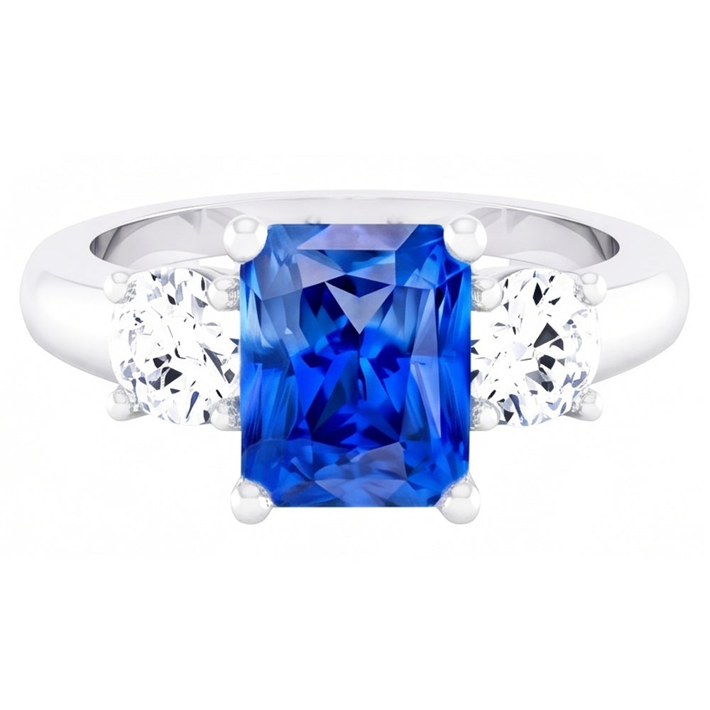 Natural Sapphire Ring 2.50ct - White Gold 14K