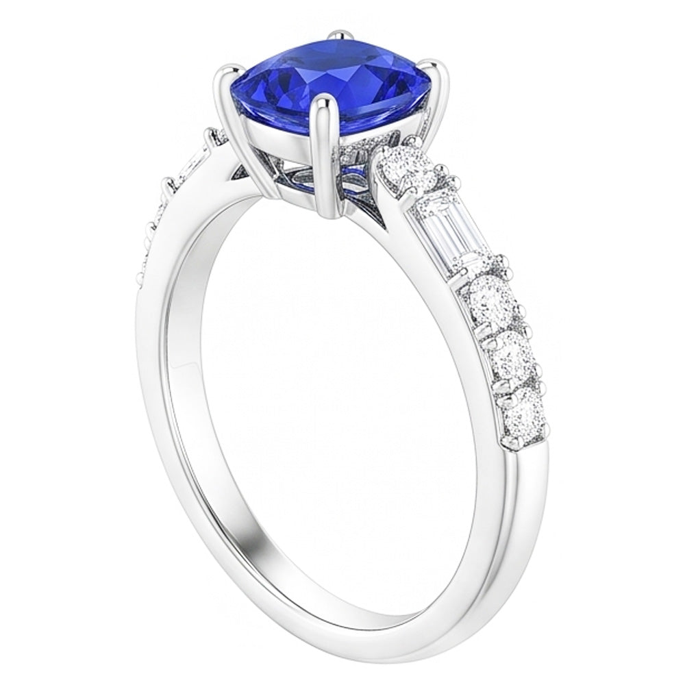 Natural Sapphire Ring 2.50ct - White Gold 14K