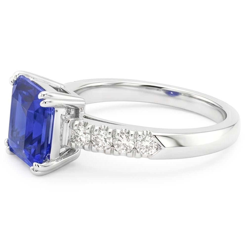Natural Sapphire Ring 2.50ct - White Gold 14K