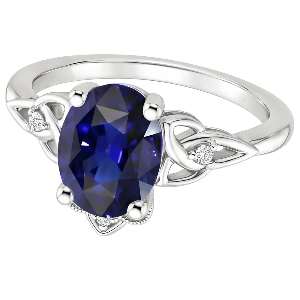 Natural Sapphire Ring 2.50ct - White Gold 14K
