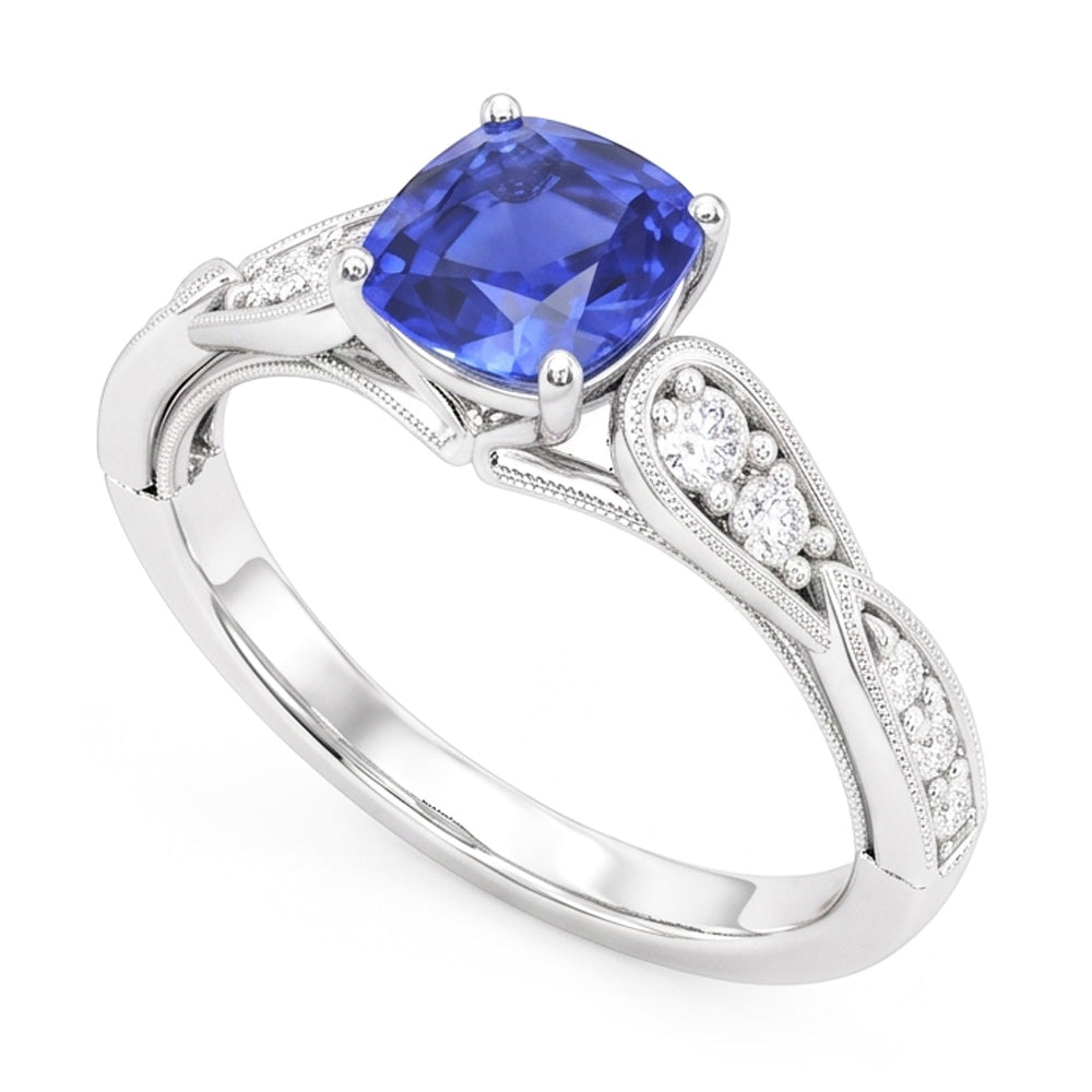 Natural Sapphire Ring 2.50ct - White Gold 14K