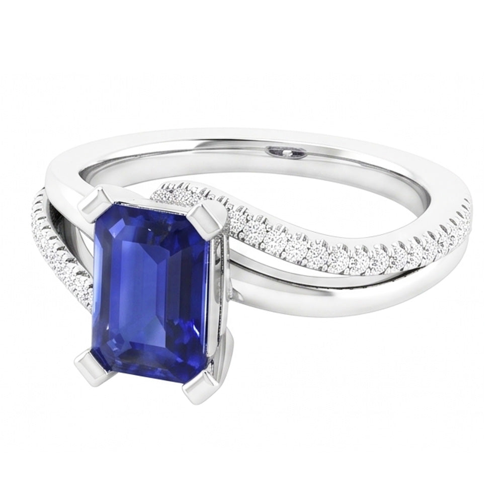 Natural Sapphire Ring 2.50ct - White Gold 14K